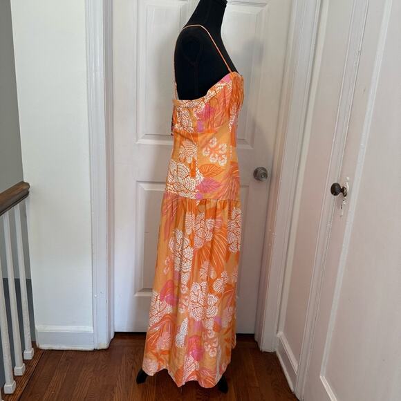 Farm Rio x Anthropologie Linen Blend Strapless Drop-Waist Maxi Dress - Picture 5 of 12